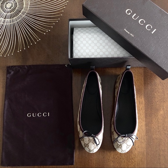 Gucci Shoes - GUCCI  'Ali' GG Canvas Ballerina Flat Sz 8.5